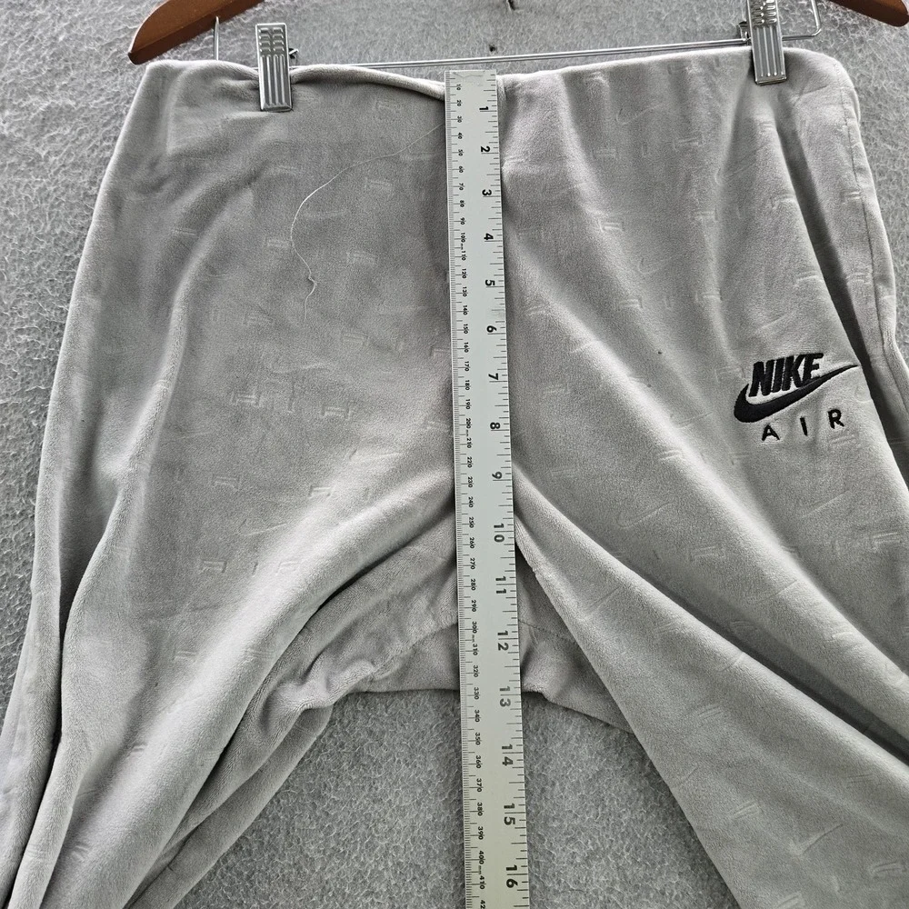 Nike Air Women Activewear Pants L Gray Sweats Velour Flared Swoosh Allover READ